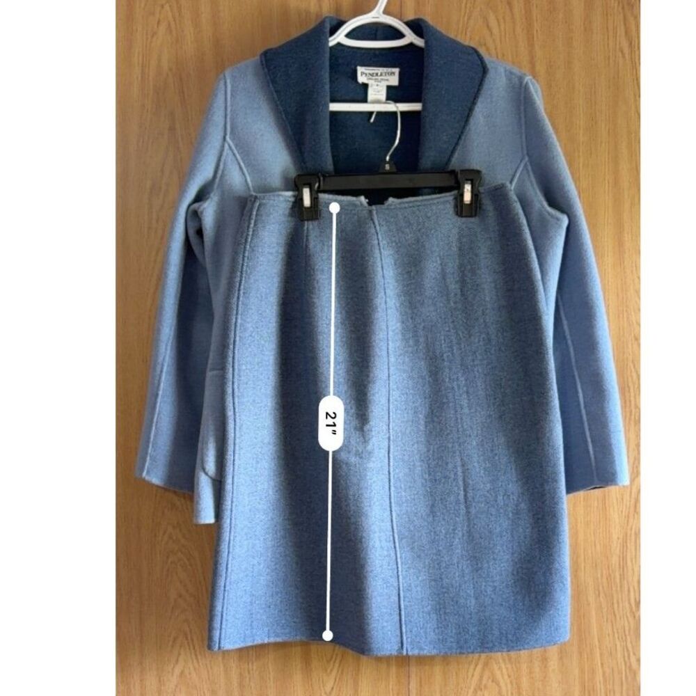 Vtg Pendleton Reversible Wool Skirt Suit Blue Merino NWT - Picture 9 of 15